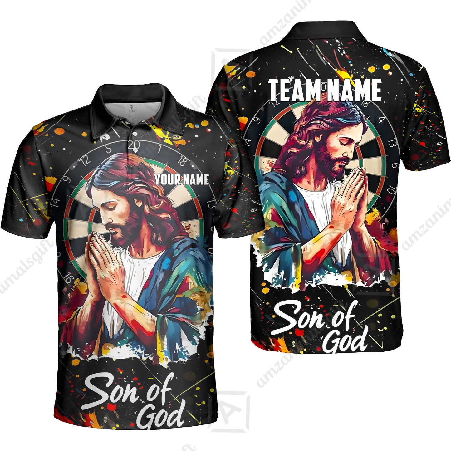 Custom Darts Team Jersey, Personalized Jesus Darts Polo Shirt For Players With Name & Team Name