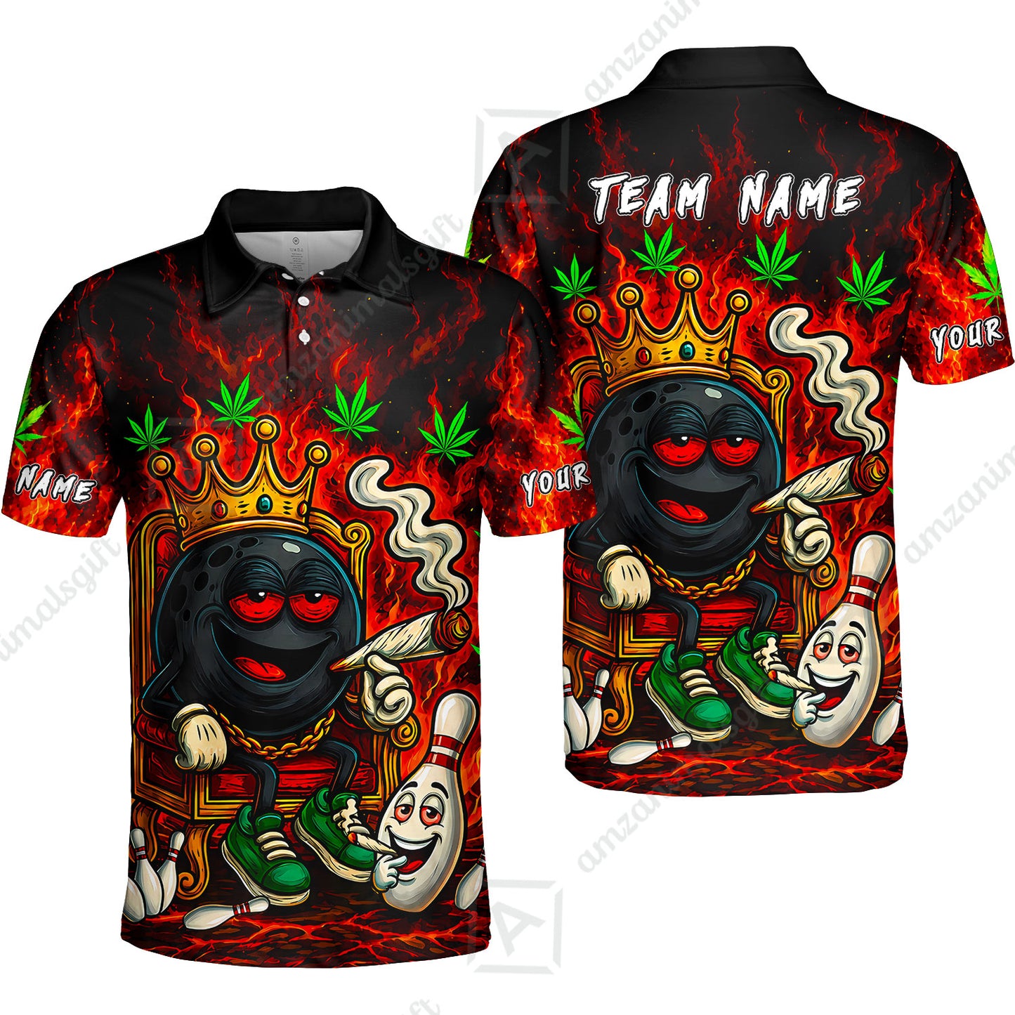 Custom Bowling Jersey Polo Shirt, Stoner Bowling, Personalize Name and Team Name