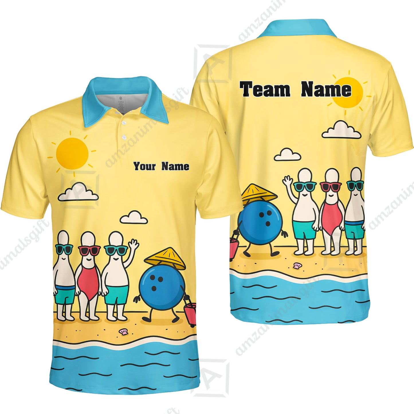 Custom Bowling Jersey Polo Shirt, Funny Summer Beach Holiday Pins, Custom Bowling Jersey Team Shirt For Players With Name and Team Name