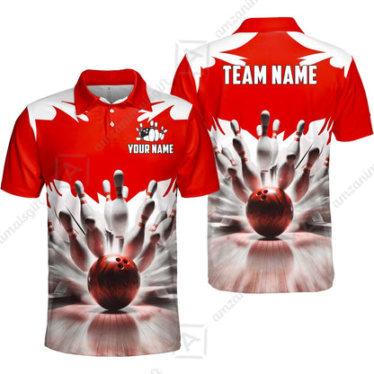 Custom Bowling Jersey Polo Shirt, Electric Marble Strike, Custom Bowling Jersey Team Shirt For Players With Name and Team Name