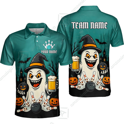 Custom Bowling Jersey Polo Shirt, Bowling Halloween Witch, Custom Bowling Jersey Team Shirt For Players With Name & Team Name