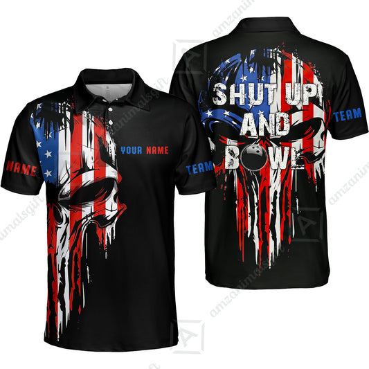 Custom Bowling Jersey Polo Shirt,  Skull Bowling, Custom Bowling Jersey Team Shirt For Players With Name and Team Name