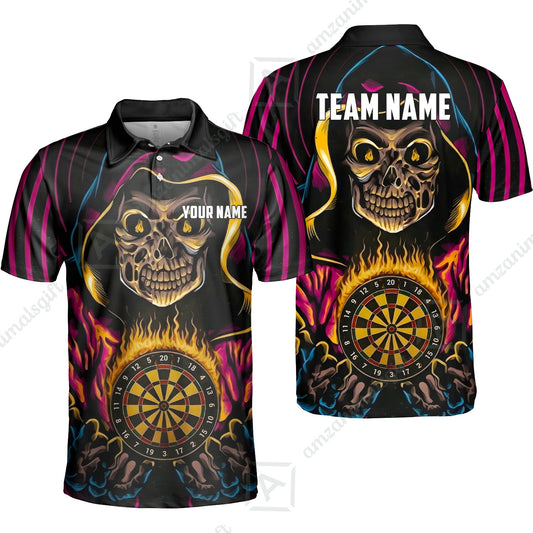 Custom Darts Team Jersey, Personalized Grim Reaper Dart Polo Shirt For Players With Name & Team Name