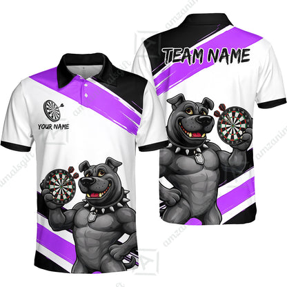 Custom Darts Jersey Polo Shirt, Pitbull Hold Dart Board, Custom Dart Jersey Team Shirt For Players With Name & Team Name