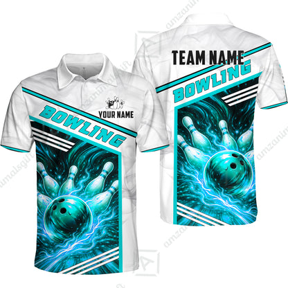 Custom Bowling Jersey Polo Shirt, Retro Racing & Fire Strike, Custom Bowling Jersey Team Shirt For Players With Name & Team Name