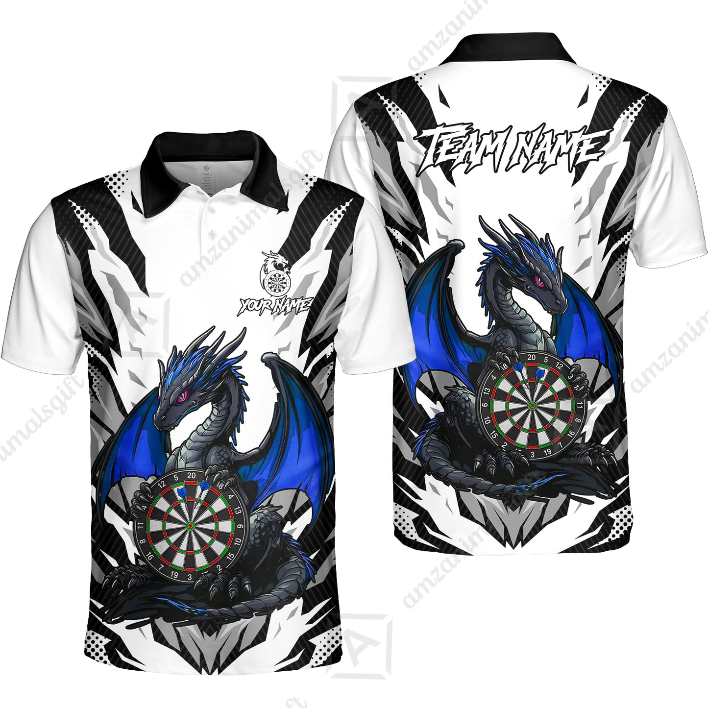 Custom Darts Team Jersey, Personalized Fantasy Dragon Dart Polo Shirt For Players With Name & Team Name