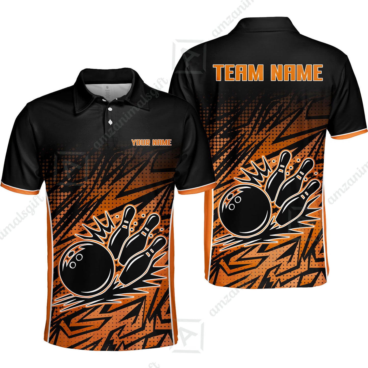 Customized Bowling Unisex Polo Shirt, Abstract Sameless Pattern Color Bowling Uniforms, Personalized Name And Team Name