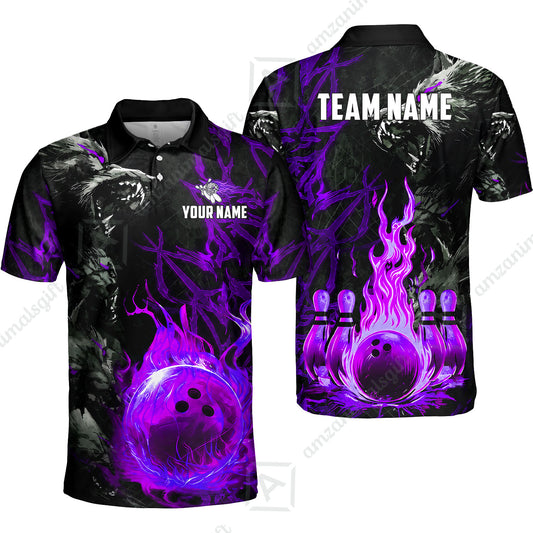 Custom Bowling Jersey Polo Shirt, Hellfire Werewolf & Crimson Strike, Custom Bowling Jersey Team Shirt For Players With Name & Team Name