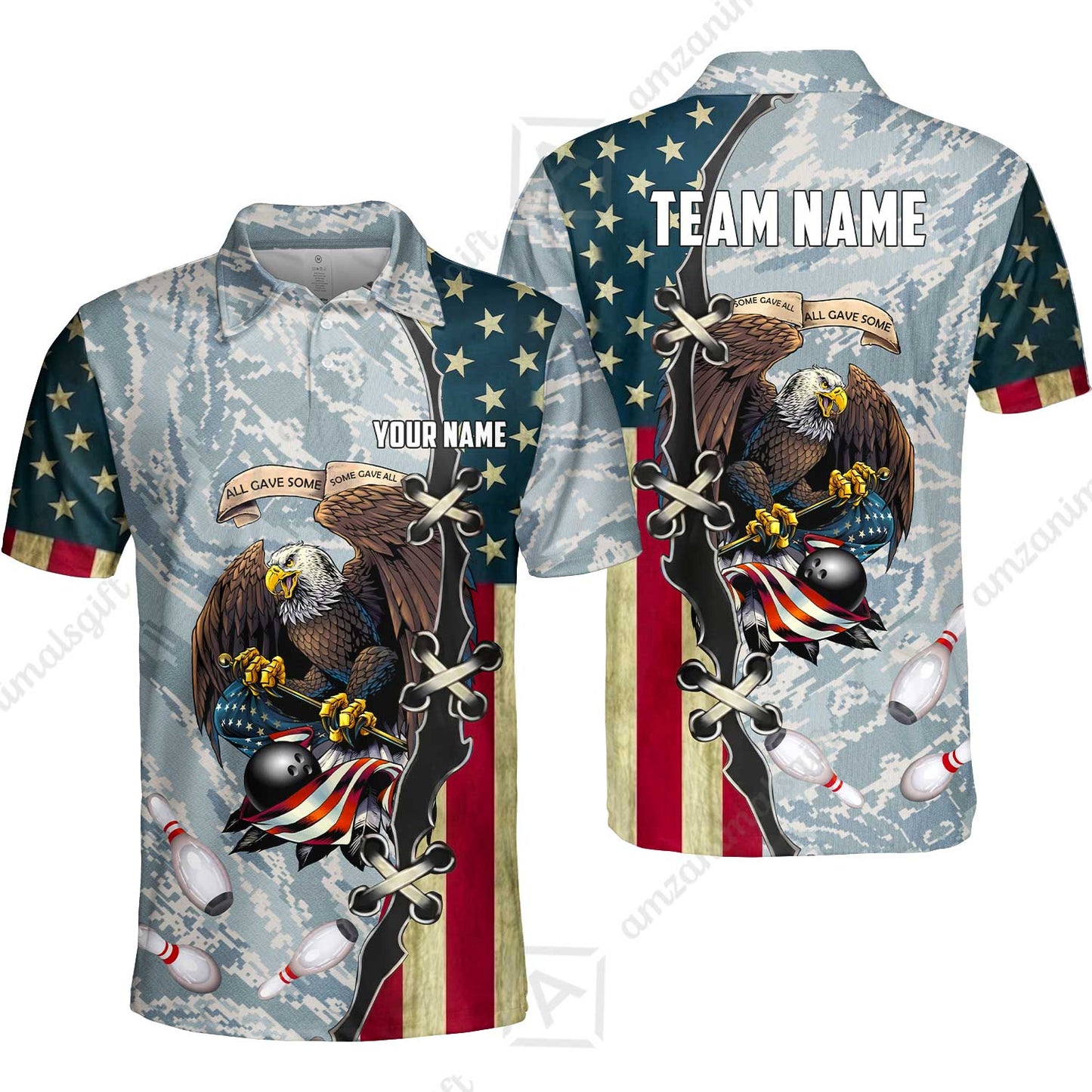 Custom Bowling Jersey Polo Shirt, All Gave Some Bowling, Personalized Name & Team Name