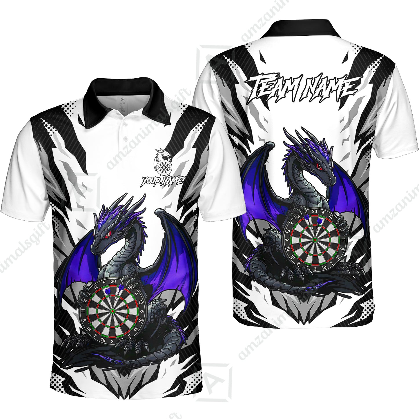 Custom Darts Team Jersey, Personalized Fantasy Dragon Dart Polo Shirt For Players With Name & Team Name