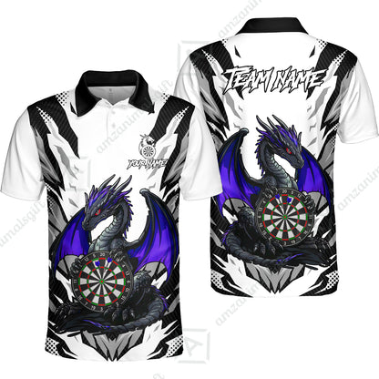 Custom Darts Team Jersey, Personalized Fantasy Dragon Dart Polo Shirt For Players With Name & Team Name