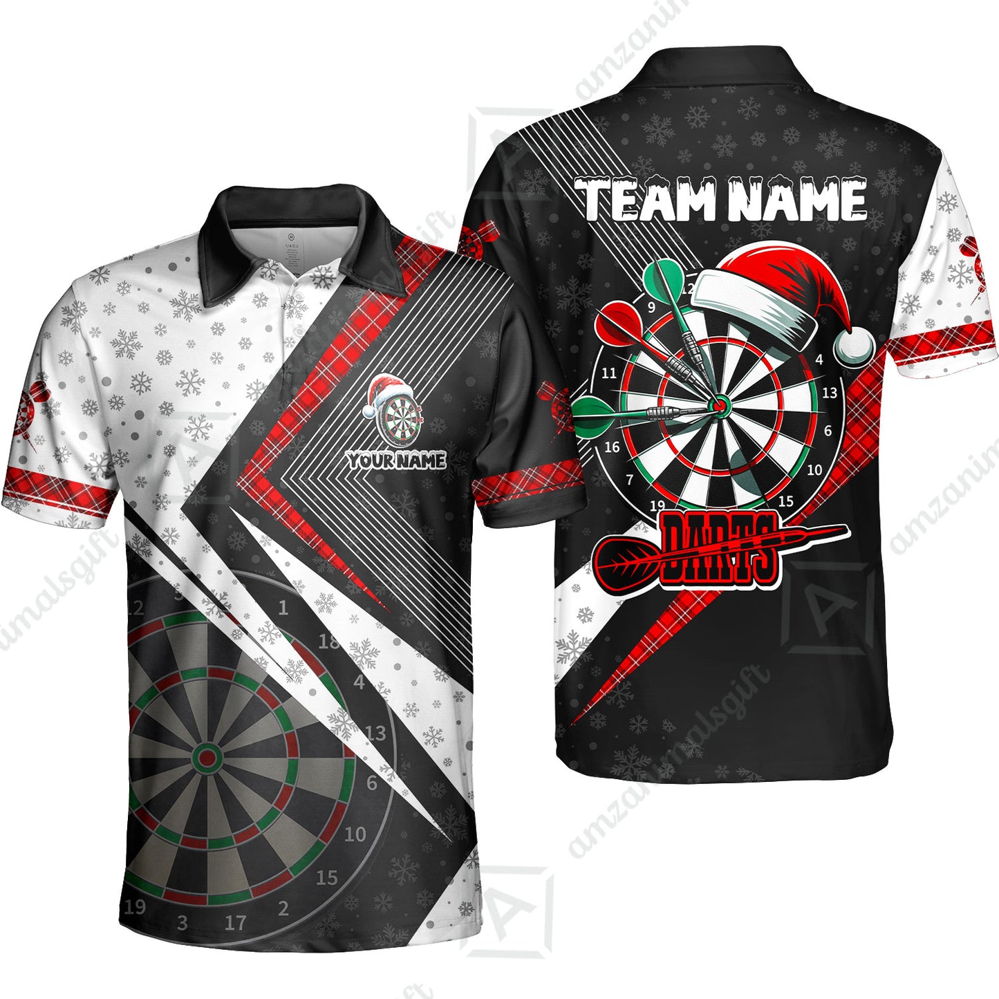 Custom Funny Santa Darts Unisex Polo Team Shirts, Custom Christmas Team League Darts Jersey Polo , Custom Darts Team Jerseys Uniform