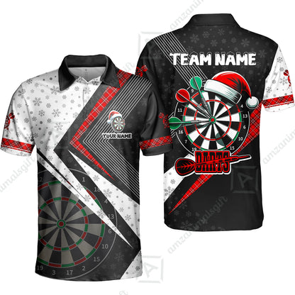 Custom Funny Santa Darts Unisex Polo Team Shirts, Custom Christmas Team League Darts Jersey Polo , Custom Darts Team Jerseys Uniform