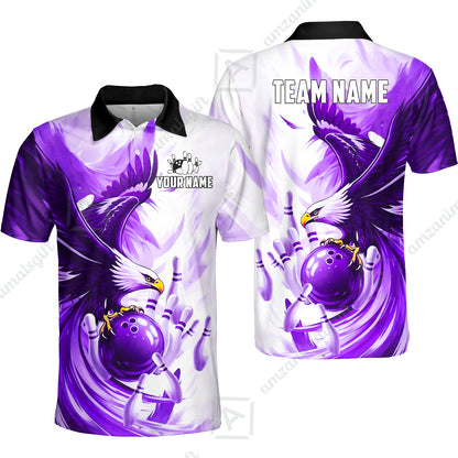 Custom Bowling Jersey Polo Shirt, Soaring Eagle, Custom Bowling Jersey Team Shirt For Players With Name & Team Name