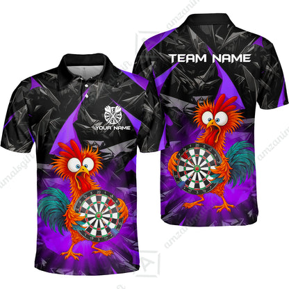Custom Darts Team Jersey, Personalized Funky Rooster Dart Shirt For Players With Name & Team Name
