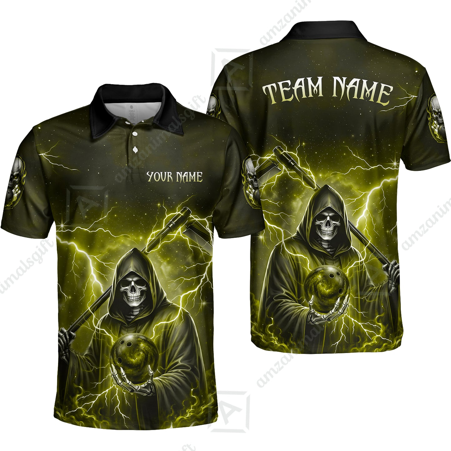 Custom Bowling Jersey Polo Shirt, Multiple Colors Death, Custom Bowling Jersey Team Shirt For Players With Name & Team Name