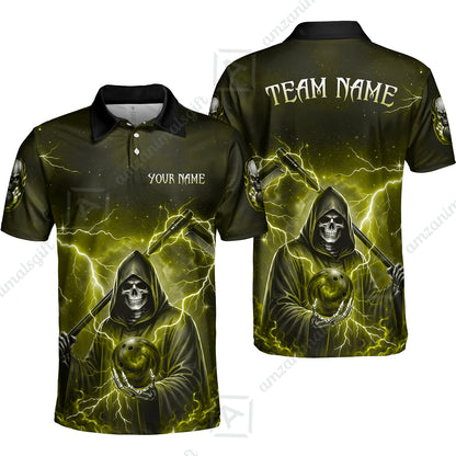 Custom Bowling Jersey Polo Shirt, Multiple Colors Death, Custom Bowling Jersey Team Shirt For Players With Name & Team Name
