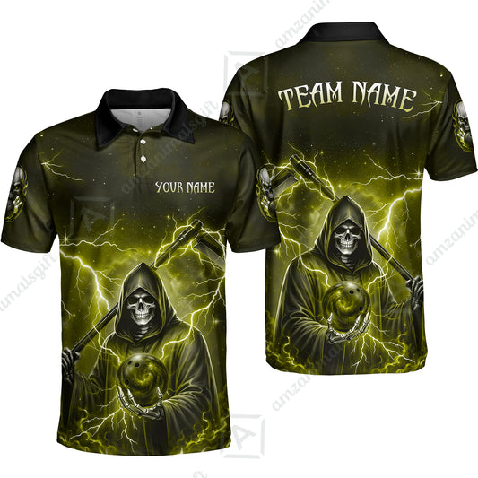 Custom Bowling Jersey Polo Shirt, Multiple Colors Death, Custom Bowling Jersey Team Shirt For Players With Name & Team Name