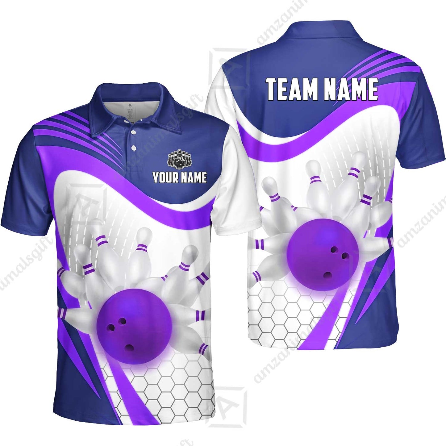 Custom Bowling Jersey Polo Shirt, Geometric Streamline & Fresh Mint, Custom Bowling Jersey Team Shirt For Players With Name & Team Name