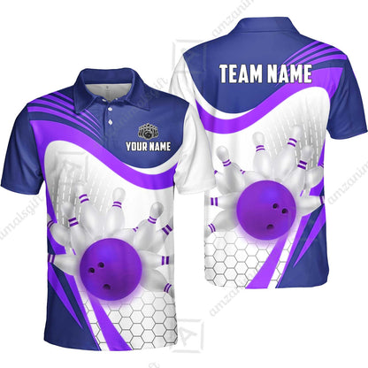 Custom Bowling Jersey Polo Shirt, Geometric Streamline & Fresh Mint, Custom Bowling Jersey Team Shirt For Players With Name & Team Name