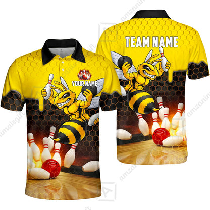Customized Hornet Strike & Honeycomb Dripping Bowling Jersey, Custom Name And Team Name For Bowlers
