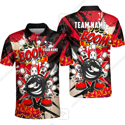 Custom Bowling Jersey Polo Shirt, Dabbing Cartoon Monster, Custom Bowling Jersey Team Shirt For Players With Name & Team Name