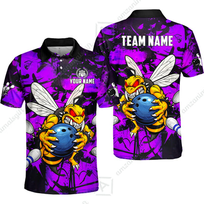 Custom Bowling Jersey Polo Shirt, The Wild Wasp Strike, Custom Bowling Jersey Team Shirt For Players With Name & Team Name