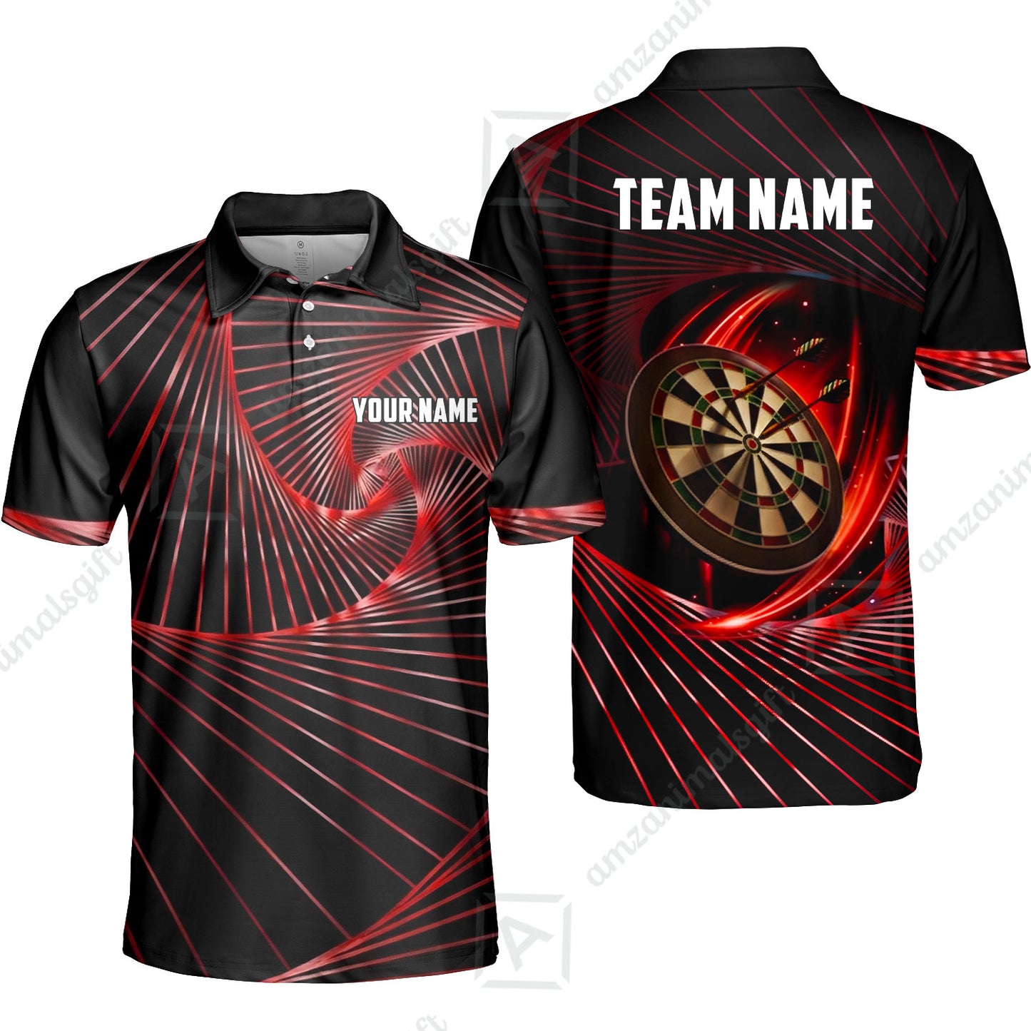 Custom Darts Team Jersey, Personalized Dark Flame Dart Polo Shirt For Players With Name & Team Name