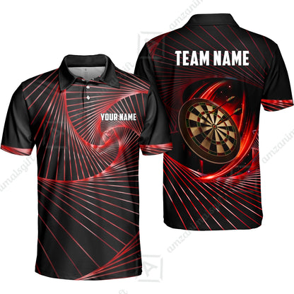 Custom Darts Team Jersey, Personalized Dark Flame Dart Polo Shirt For Players With Name & Team Name