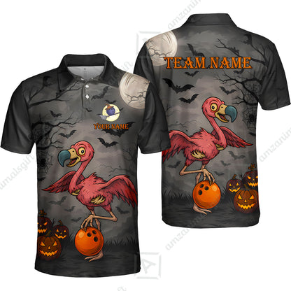 Customized Halloween Zombie Flamingo Bowling Jersey, Custom Name And Team Name For Bowlers