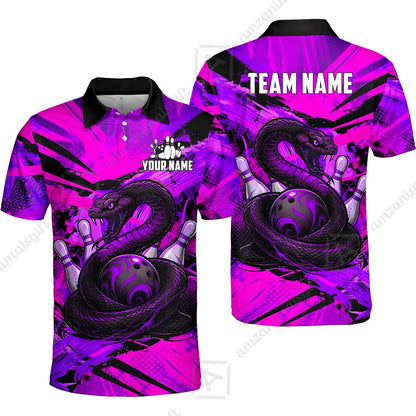Custom Bowling Jersey Polo Shirt, Viper Venom Strike & Cyberpunk Splash, Custom Bowling Jersey Team Shirt For Players With Name & Team Name