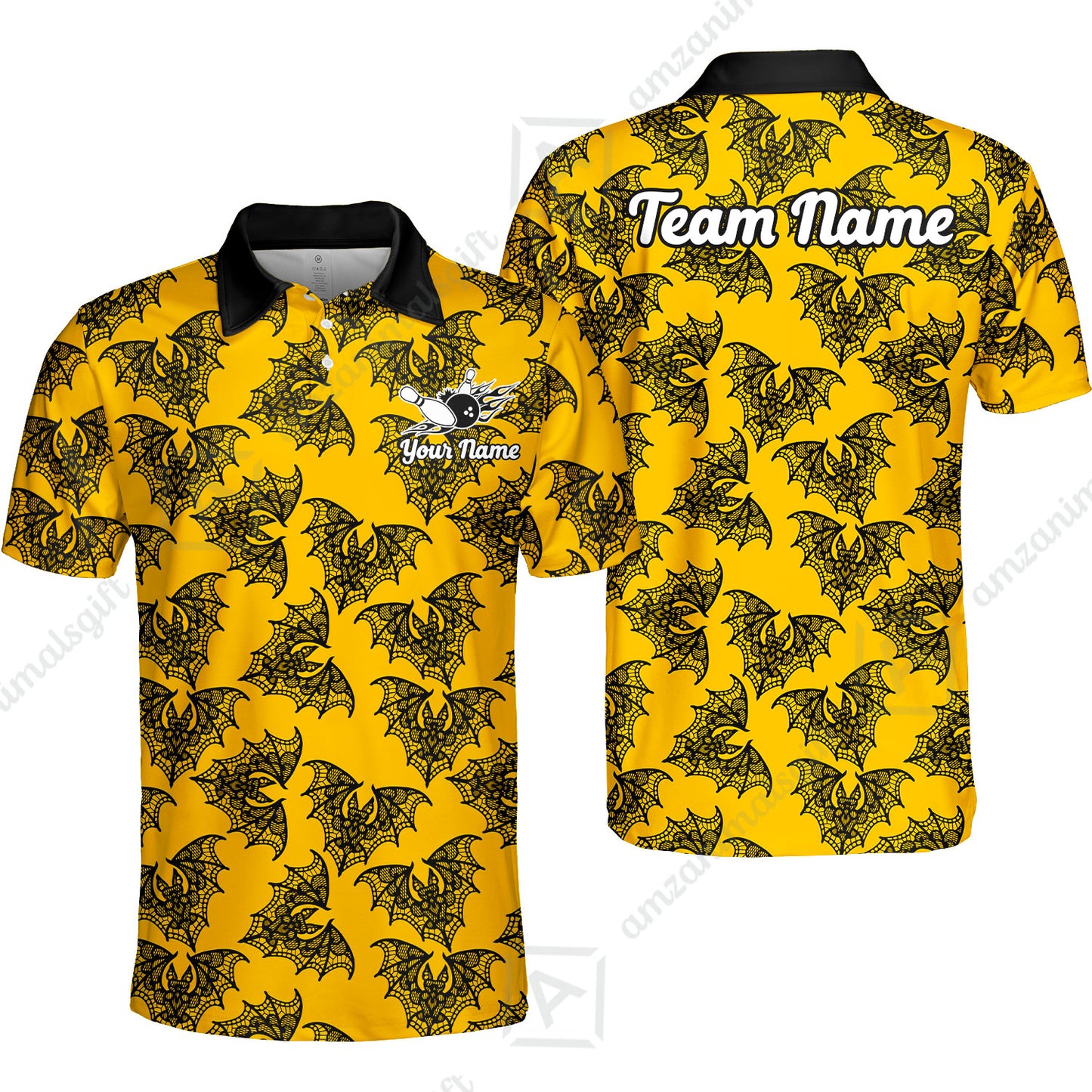 Custom Bowling Quarter Zip Polo Shirt, Lace Bats Bowling Custom Bowling Quarter Zip Team Shirt For Players With Name & Team Name