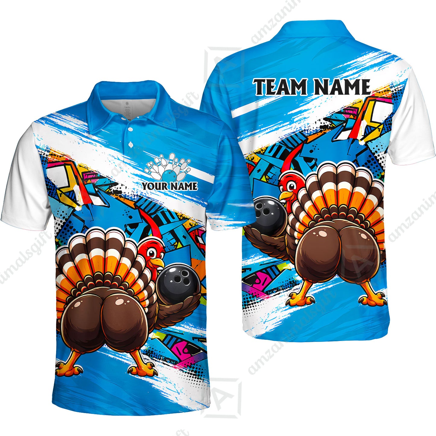 Custom Bowling Jersey Polo Shirt, Turkey Bowling, Personalized Name And Team Name