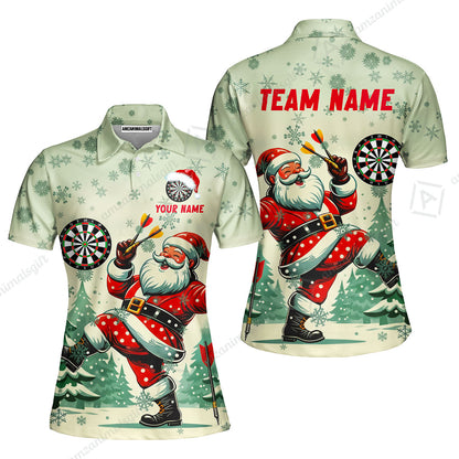 Custom Funny Santa Darts Team Unisex Polo Shirts, Darts uniforms Funny Santa Personalized Name And Team Name