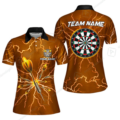 Custom Thunder Lightning Darts Quarter Men Polo Team Shirts,  Custom Darts Team Jerseys Uniform, Personalized Name And Team Name