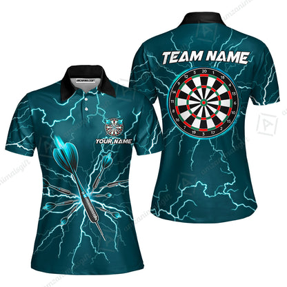 Custom Thunder Lightning Darts Quarter Men Polo Team Shirts,  Custom Darts Team Jerseys Uniform, Personalized Name And Team Name