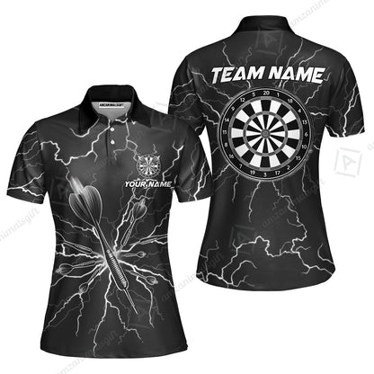 Custom Thunder Lightning Darts Quarter Men Polo Team Shirts,  Custom Darts Team Jerseys Uniform, Personalized Name And Team Name