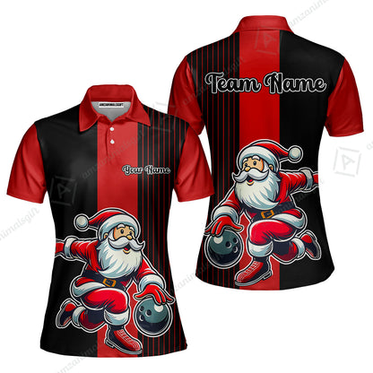 Custom Bowling Uniforms Christmas jerseys Funny Santa Bowling polo, Bowling Shirts Personalized Name And Team Name