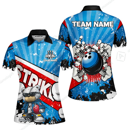Customized Unisex Polo Shirt, Bowling Hip Hop Cartoon Design, Uniform Bowling - Personalized Name And Team Name