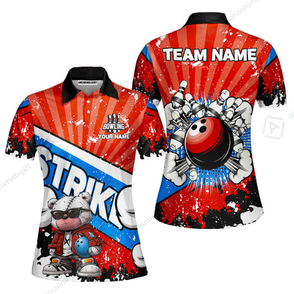 Customized Unisex Polo Shirt, Bowling Hip Hop Cartoon Design, Uniform Bowling - Personalized Name And Team Name
