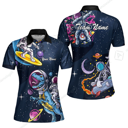 Customized Bowling Unisex Polo Shirt, Seraphic Galaxy Astronaut, Bowling Uniforms, Personalized Name And Team Name