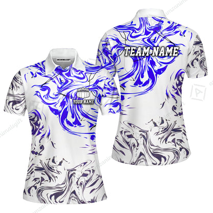 Customized Bowling Unisex Polo Shirt, Velocity Wave Marble Swirl Pattern Bowling, Personalized Name Team Name For Bowlers