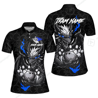 Custom Badass Dragon Bowling Jersey Polo Shirt, Custom Badass Dragon Bowling Team Shirt For Players With Name & Team Name