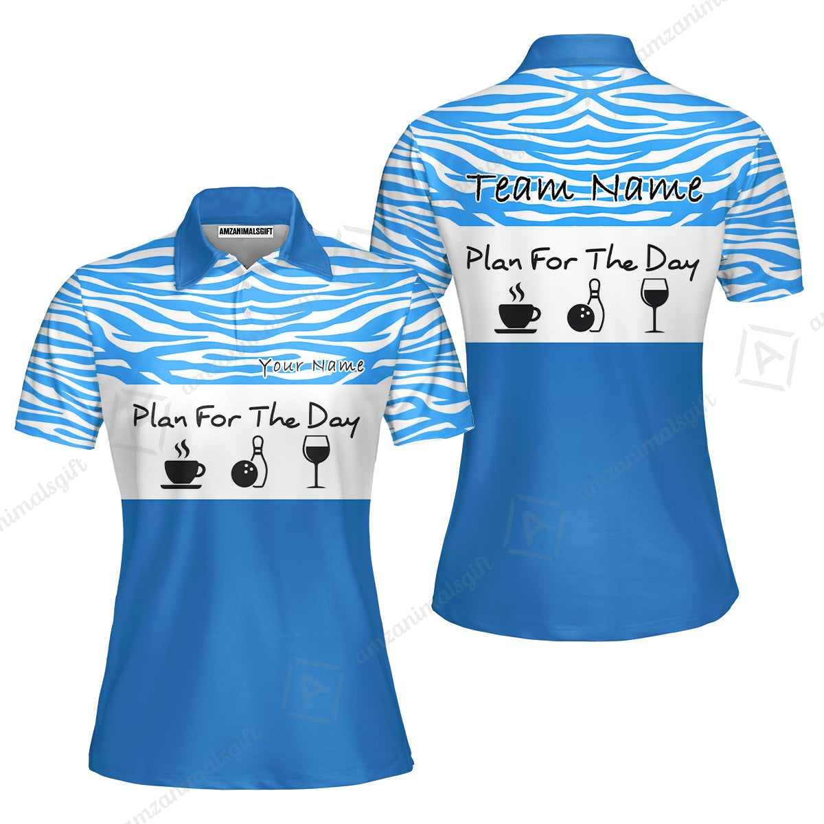 Custom Bowling Jersey Polo Shirt, Pink Zebra Pattern Bowling, Custom Bowling Jersey Team Shirt For Players With Name & Team Name