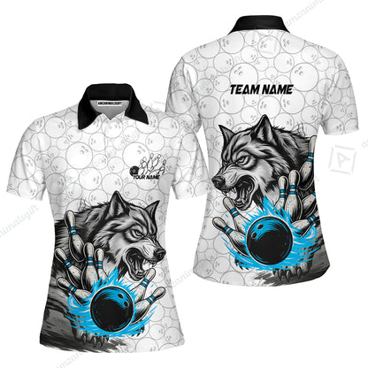 Custom Bowling Team Jersey, Wolf Strike Bowling Jersey Multicolor Polo Quarter-Zip Shirts, Custom Bowling Uniforms Jerseys