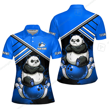 Custom Bowling Jersey Polo Shirt, Panda Mascot Bowling Custom Bowling Jersey Team Shirt For Players With Name & Team Name