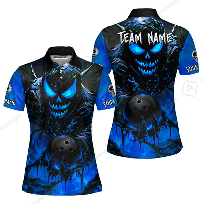 Custom Bowling Jersey Polo Shirt, Hellfire Strike, Custom Bowling Jersey Team Shirt For Players With Name & Team Name