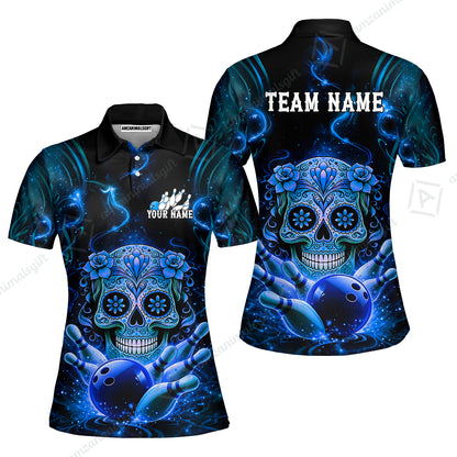 Customized Darts Team Jersey, Sugar Skull Bowler, Personalized Polo Shirt For Players With Name & Team Name