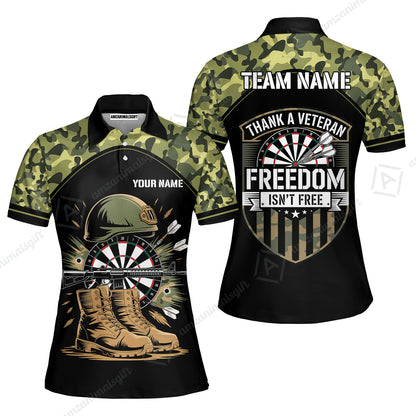 Custom Military Green Camouflage Dartboard Collar Quater-Zip Jersey Team Shirts, Customized Name Team Name Darts Team Jerseys Uniform