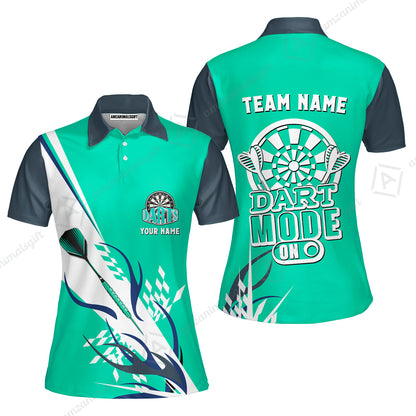 Custom Darts Mode On Multi-Color Team Jersey Polo Quarter-Zip Shirts, Customized Name Team Name Darts Team Jerseys Uniform